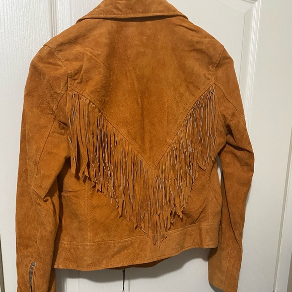 BLANK NYC moto jacket suede buttercup w/fringe NEW Small - Picture 6 of 10
